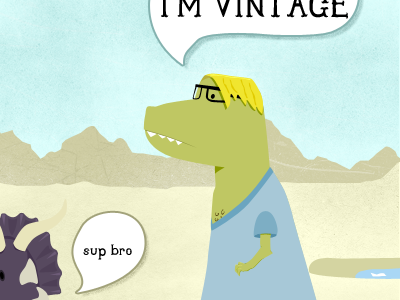 Paul The Hipster T-Rex and His Stupid Fucking Triceratops Friend blue dinosaurs grain and shit green hipsters purple stupid fucking triceratops thick rimmed glasses vintage