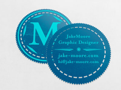 Business Card blue business card die cut screen printing stamp teal