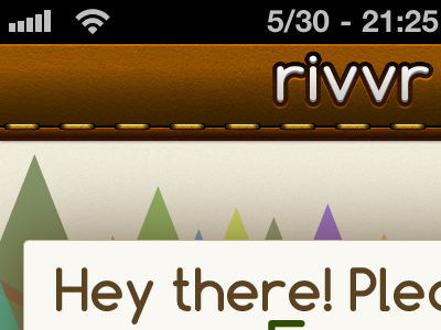 Rivvr Welcome Screen app forrst ios iphone leather stitch stitching