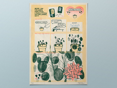 Monster Pilea graphic design illustration poster print riso print