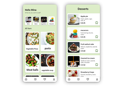 Restaurant menu،نمونه طراحی منو رستوران app ui ux web