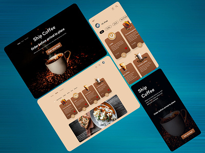 Online Cafe app design minimal portfolio ui ux web
