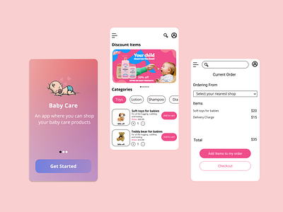 Ui design of Baby Care Shopping App app design baby care baby products app ecommerce app mobile app design mobile design mobile ui product ui shopping app ui ux