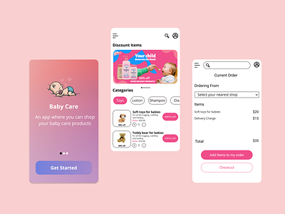 Ui design of Baby Care Shopping App