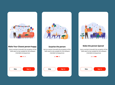 Onboarding Screen for an app of birthday accessories 3d animation app branding design illustration landing page logo motion graphics ui ux
