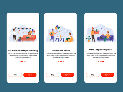 Onboarding Screen for an app of birthday accessories