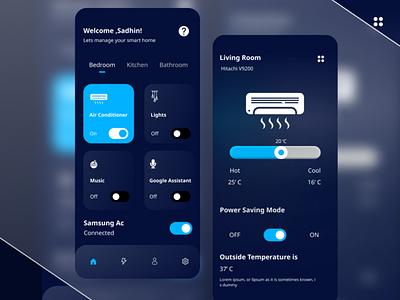 Smart Home App app app design app ui design glassmorphism home app mobile mobile app mobile app design mobile app ui mobile redesign smart app smart home smart home app smart home app ui smart ui ui uiux ux