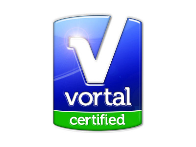 Vortal Logo Badge "Certified" branding corporate collateral identity