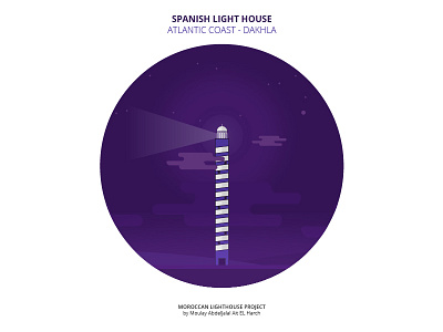 Spanish Lighthouse - Dakhla, Morocco alone dakhla flat illustration lighthouse morocco night