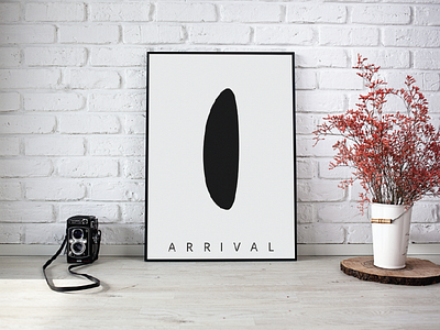 Arrival minimal poster - Ship aliens arrival black minimal poster ship space