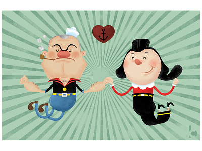 Soulmates: Popeye and Olive Oyl cartoon love olive oyl popeye soulmate vector vintage