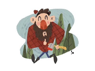 Happiest Mountain Man axe brushes character illustration outdoors photoshop