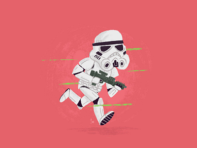 Dodgin' Lasers brush cartoon character dry brush fan art guns lasers star wars storm trooper