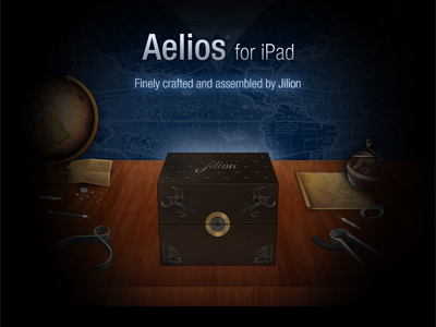 Aelios for iPad Teaser Page app astrolab box earth gold ios ipad jilion metal old map silver teaser tools wood
