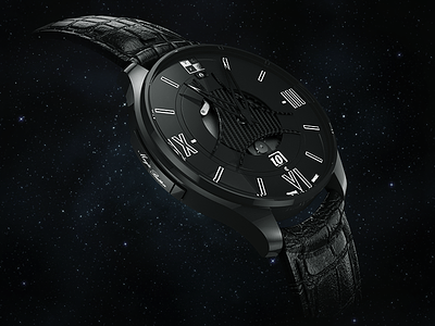 VCXO Watch Render 3d black c4d ceramique leather render swiss made vray watch