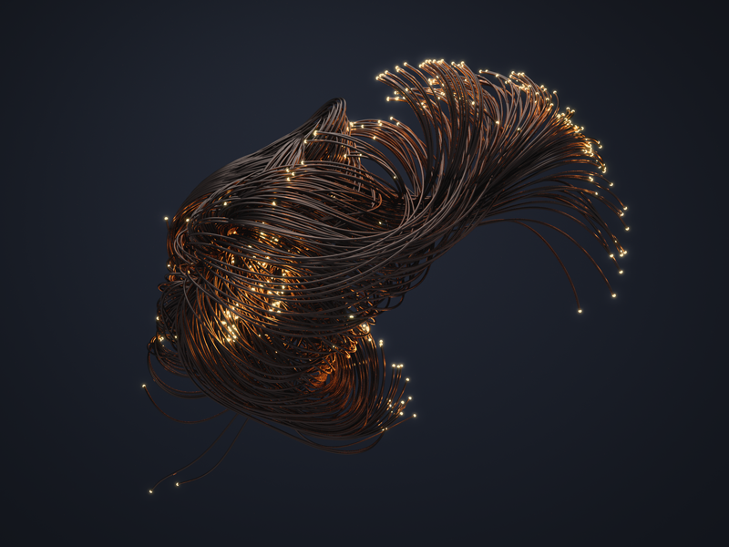 Fiber Optics cable wires x-particles fiber optic abstract 3d octane cinema 4d c4d