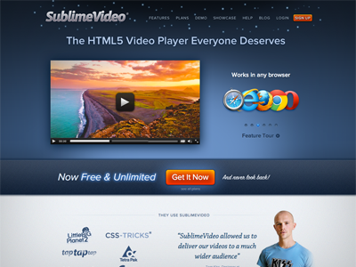 SublimeVideo Home homepage html5 video player sublimevideo