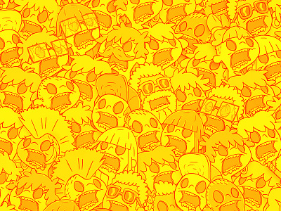 Zombie yellow pattern crowd hipsters pattern yellow zombie zombies