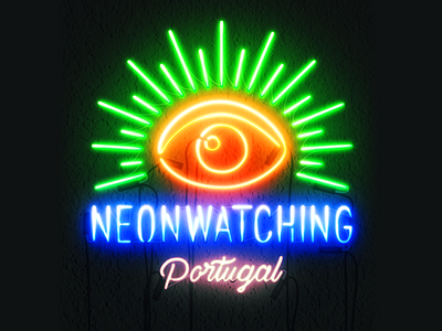 Neonwatching Logo Design eye light neon neonwatching portugal sign vibe