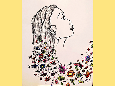 Essence of Life beautiful doodle drawing essence flowers ink life