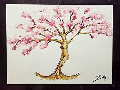 Blossom art blossom painting tree watercolor woman
