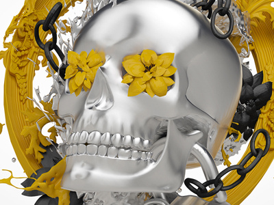 Eternal - 3D Artwork 3d chrome cinema 4d digital glossy illustration metal render tattoo type yellow