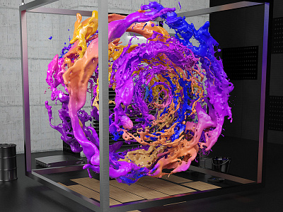 Liquid Sound Sculpture - Close up 3 3d c4d cg colour environment explosion liquid paint render sculpture splash vibrant