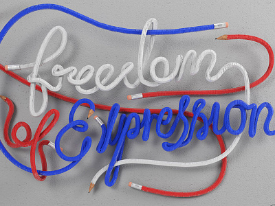 Freedom Of Expression 3d cgi charlie cinema 4d hebdo illustration pencil render texture type typography