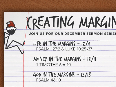 Creating Margin - Sermon Graphic church creating design margin santa hat series sermon stick figure