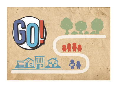 GO! Sermon Series acts branding church design doodles graphic illustration kraft paper neighborhood neighbors people series sermon sermon art sermon series serve simple sunday trees