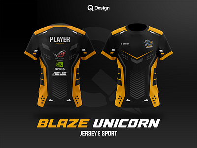 Blaze Unicorn - Jersey E sport Design 3d branding design esport graphic design illustration inspiration jersey logo modern vector
