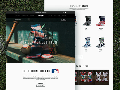 The Official Sock of MLB baseball design ecommerce fashion landing page layout mlb socks stance web