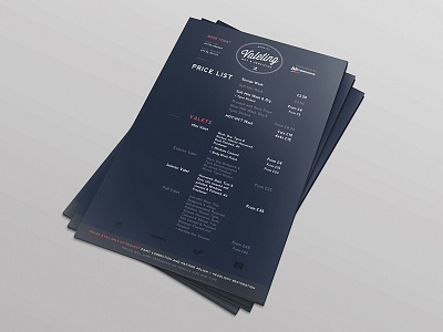 Car Valet and Service Flyer car car wash flyer navy price list valet