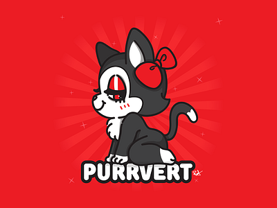 Purrrvert cat illustraion kitty pussy red sassy vector