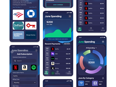 SubSync - Subscription Tracker app branding daily ui dark mode design glass glassmorphic mobile ui