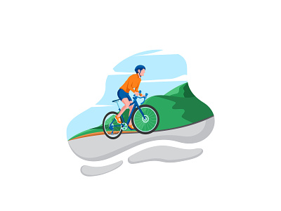 Cycling-13-illustration bicycle bike character cycle cycle riding cycle travel cycling cycling 13 illustration cycling landscape design flat color flat style graphic design hill illustration illustrator inspiration landscape travel vector