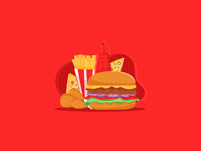 Fast Food-15-illustration burger burger vector design fast food fast food illustration flat color flat color illustration food illustration food package illustration graphic design illustration illustrator inspiration restaurant restaurant illustration vector website illustration