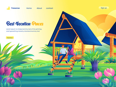 Couple Resort website landing page illustration colorful illustration couple couple illustraiton design flat color graphic design graphics illustration illustration designer illustrator inspiration landing page landing page illustration natural romantic illustraiton valentine day vector vector art vector illustration website illustration