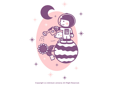 Astronaut​​​​​​​ - Flower character cute illustration kawaii