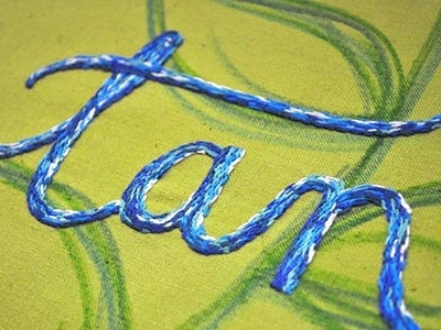 Embroidered lettering color crafts embroidery fabric illustration lettering texture