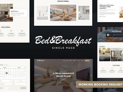 Bed&Breakfast Single Page bedbreakfast holidays hostel hotel motel one page singlepage tourism travel ui ux vacation web design