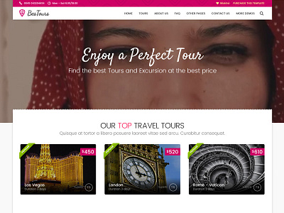BESTOURS - Tours, Excursions and Travel multipurpose template booking form grid listing reservation row listing tour tourism travel ui ux video header web design