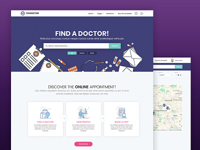 Doctors directory and Book Online template book online booking clinics directory doctors listing map medical template