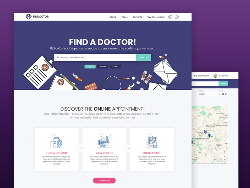 Doctors directory and Book Online template by Ansonika on Dribbble
