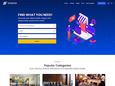 Sparker - Directory and Listings Template airbnb booking directory hotel listings restaurants reviews themeforest themes travel tripadvisor web design