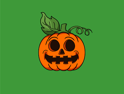 Pumpkin green halloween icon illustration orange pumpkin vector