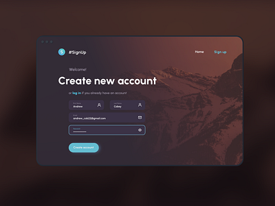 Sign up page UI concept ui