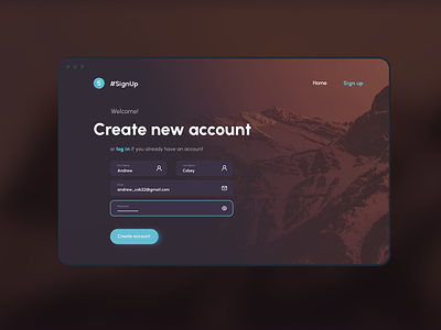 Sign up page UI concept