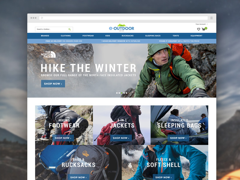 Outdoor Clothing Site by Shaun Cronin for Visualsoft on Dribbble