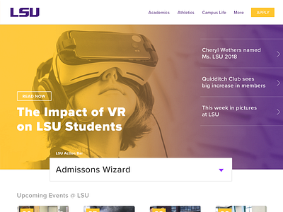 LSU Redesign college interface landing lsu university wizard